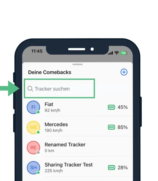 Finde Deinen gewünschten Tracker mithilfe der Suchleiste.
