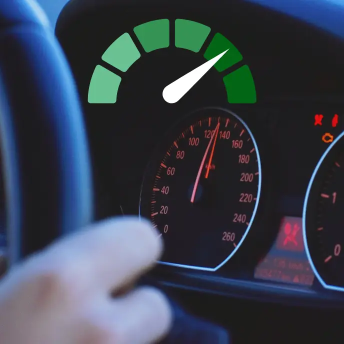 Erkenne die Geschwindigkeit anhand der Farbintensität Deiner Route auf der Karte.