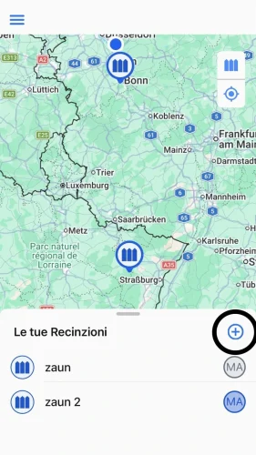 Premi il pulsante «+» nella panoramica delle recinzioni.