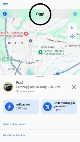 Per prima cosa, accedi alla scheda dettagliata del tracker desiderato toccando il nome del tracker. Quindi tocca "Oggi" nella parte superiore dello schermo (oppure usa le frecce accanto per passare da un giorno all'altro).