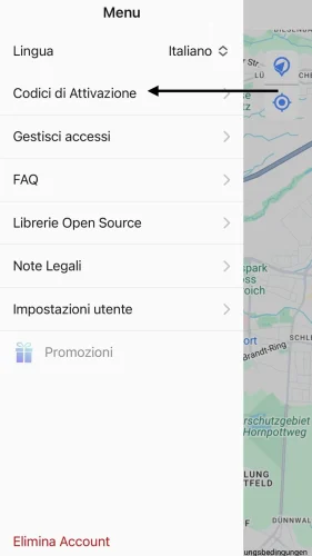 Ora clicca su "Codici di attivazione".