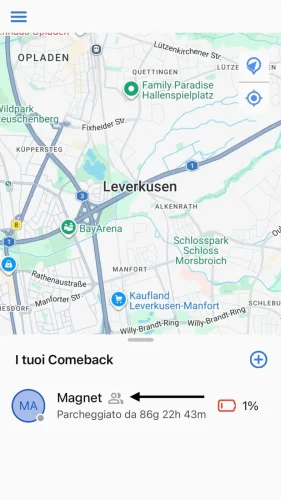 L'icona grigia accanto al nome del tracker indica che l'accesso a tale tracker è condiviso.