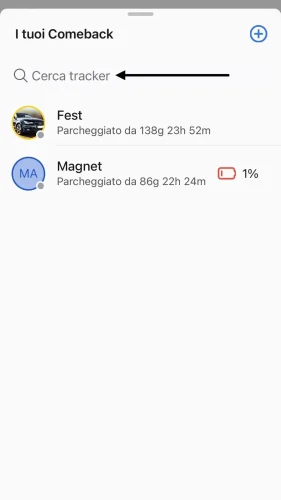 Tieni traccia dei tuoi tracker utilizzando la barra di ricerca dei tracker.