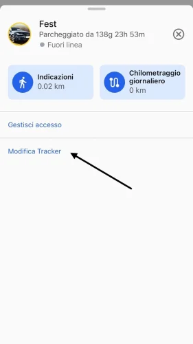Clicca su "Modifica tracker" nella vista dettagliata per personalizzare il tuo tracker.