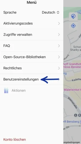 Wähle nun „Benutzereinstellungen“ aus.