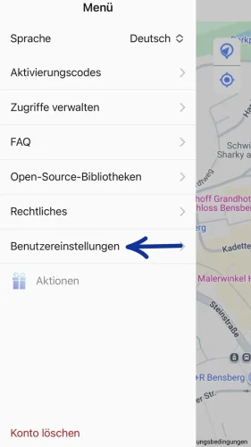 Wähle nun „Benutzereinstellungen“ aus.