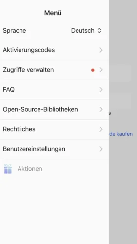 In der Übersicht wird „Zugriffe verwalten“ mit einem roten Punkt gekennzeichnet.