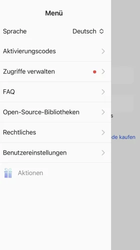 In der Übersicht wird „Zugriffe verwalten“ mit einem roten Punkt gekennzeichnet.
