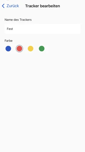 Ändere den Namen Deines Trackers und die Farbe der Anzeige Deines Trackers beliebig.