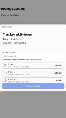 Wähle den Aktivierungscode aus, den Du verwalten/ verlängern möchtest und wähle eine Option aus.