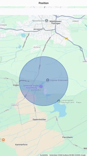 Wähle den gewünschten Radius Deines Zauns aus, indem Du auf dem Bildschirm herein- & herauszoomst.
