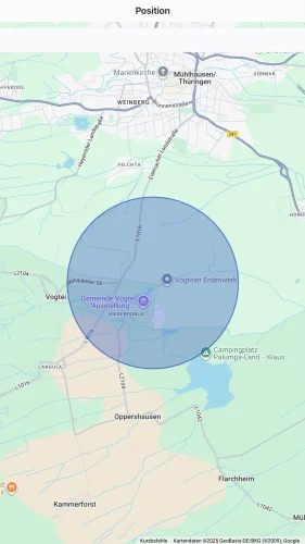 Wähle den gewünschten Radius Deines Zauns aus, indem Du auf dem Bildschirm herein- & herauszoomst.