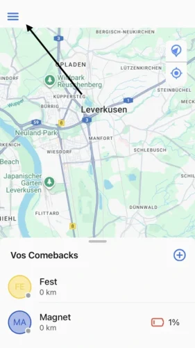 Appuie d'abord sur les trois traits en haut de l'écran.