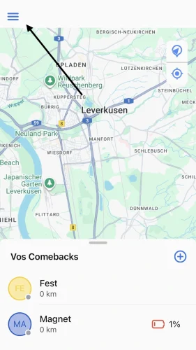 Appuie d'abord sur les trois traits en haut de l'écran.