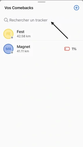 Gardez une vue d'ensemble de vos trackers à l'aide de la barre de recherche des trackers.