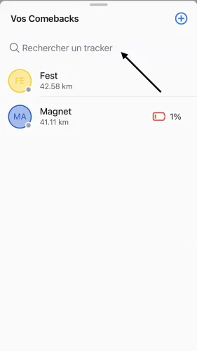 Gardez une vue d'ensemble de vos trackers à l'aide de la barre de recherche des trackers.