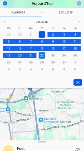 Sélectionne la période pour laquelle tu souhaites consulter tes itinéraires parcourus.