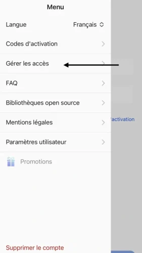 Dans l'aperçu, cliquez maintenant sur « Gérer les accès ».