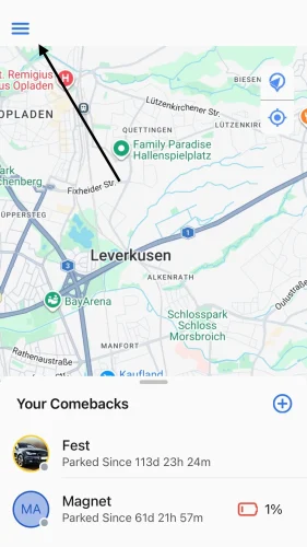 First, press the three lines at the top of the screen.