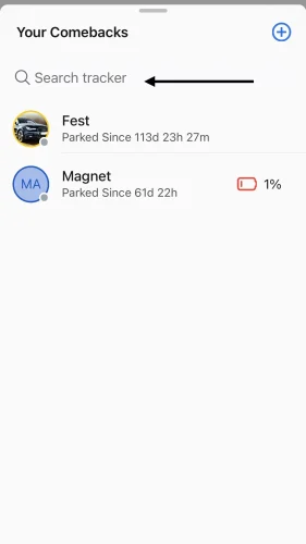 Keep track of your trackers using the tracker search bar.