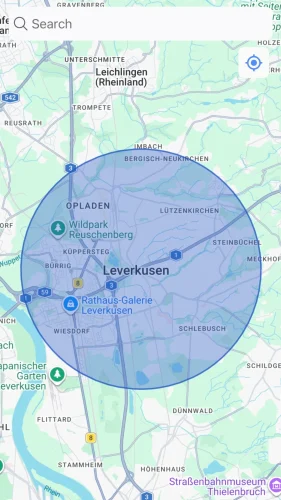 Select the desired radius of your fence by zooming in and out on the screen.