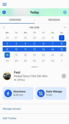 Select the period for which you would like to view your routes.