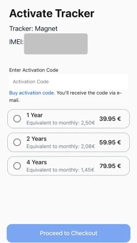 Select the activation code you wish to manage/extend and choose an option.