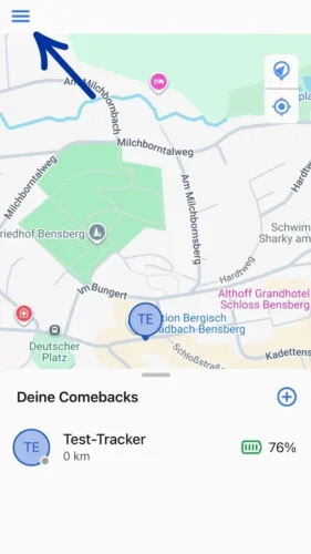 Drücke zuerst auf die 3 Striche am oberen Bildschirmrand.