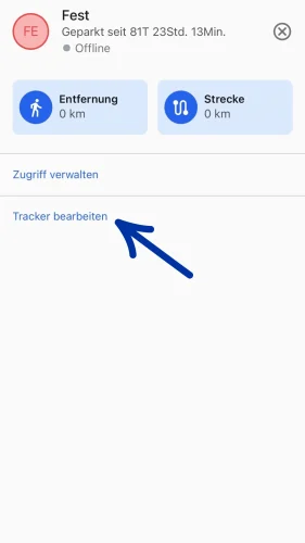 Drücke auf "Tracker bearbeiten" in der Detailansicht, um Deinen Tracker zu personalisieren.